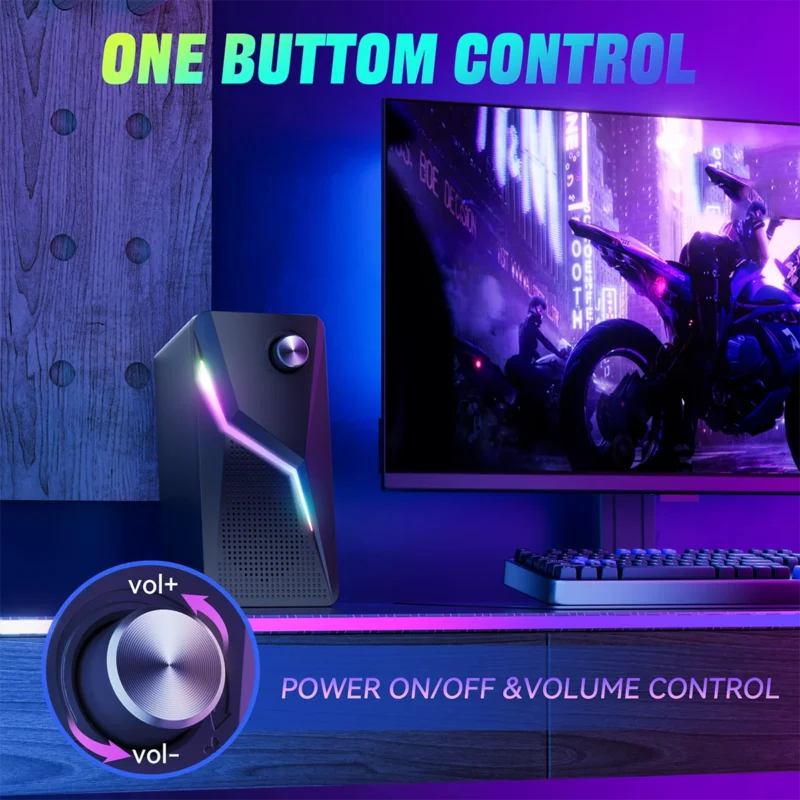 2.0 PC Speaker With RGB Light Subwoofer Stereo Wired USB Sound Box Portable For Gaming Gamer/Computer/TV/Laptop Loundspeaker - 图片 4