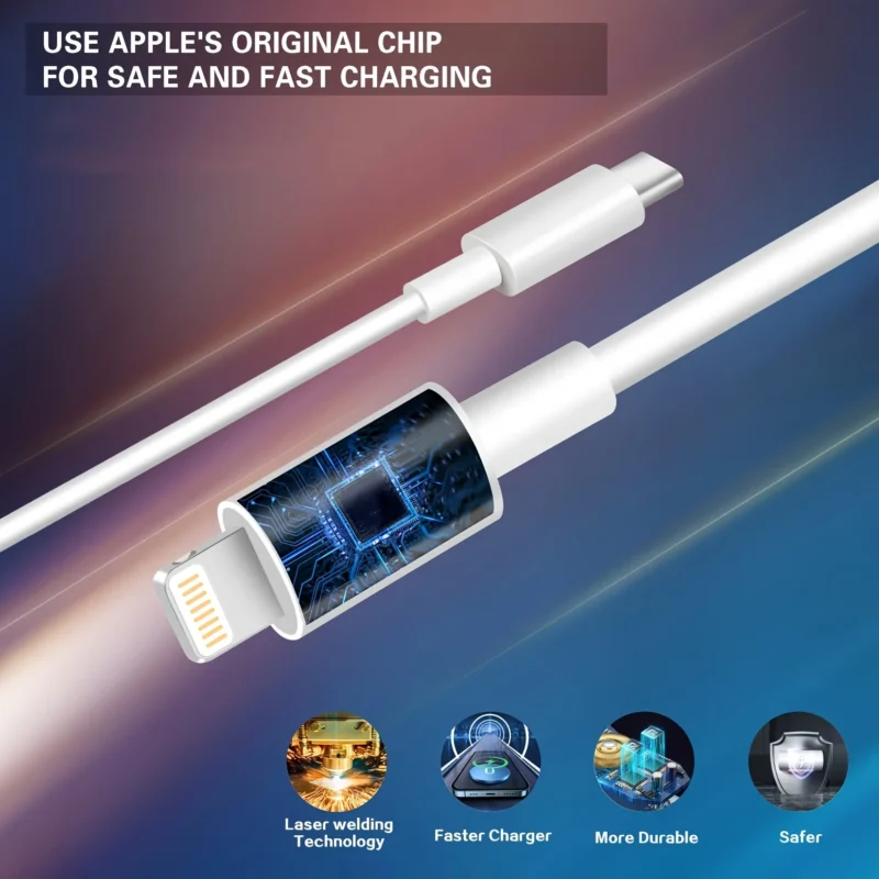 2-Pack 20W PD USB C Quick Fast Charging For Charger With 6FT Type C To Lightning Cable Compatible - 图片 3