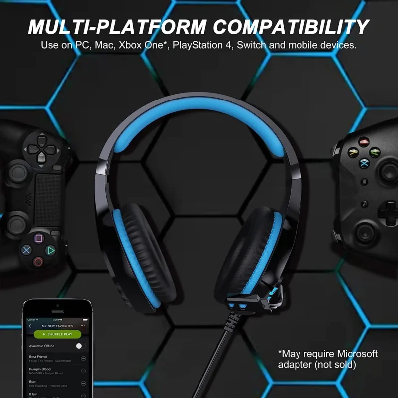 HS10 Stereo Gaming Headset Blue - 图片 5