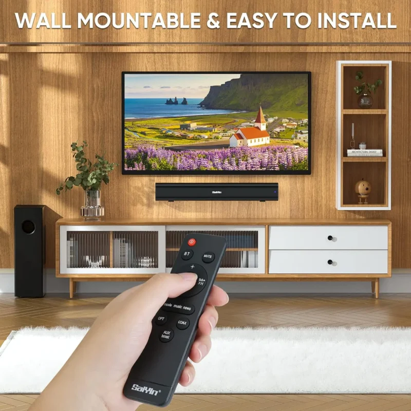 Sound Bars for Tv (with Subwoofer), 2.1Ch Soundbar for Tv, Pc, Tv Surround Sound System (with Bluetooth/Optical Fiber/Aux Connection), 17inch, Wall-Mounted Installationable - 图片 4