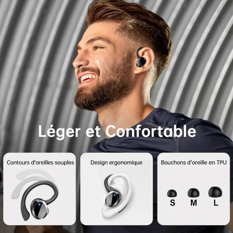 Wireless Earbuds, Bluetooth 5.3 On-Ear Headset, Noise Cancelling Mic, 48H Playtime Sports Headphones for Workout/Running. - 图片 6
