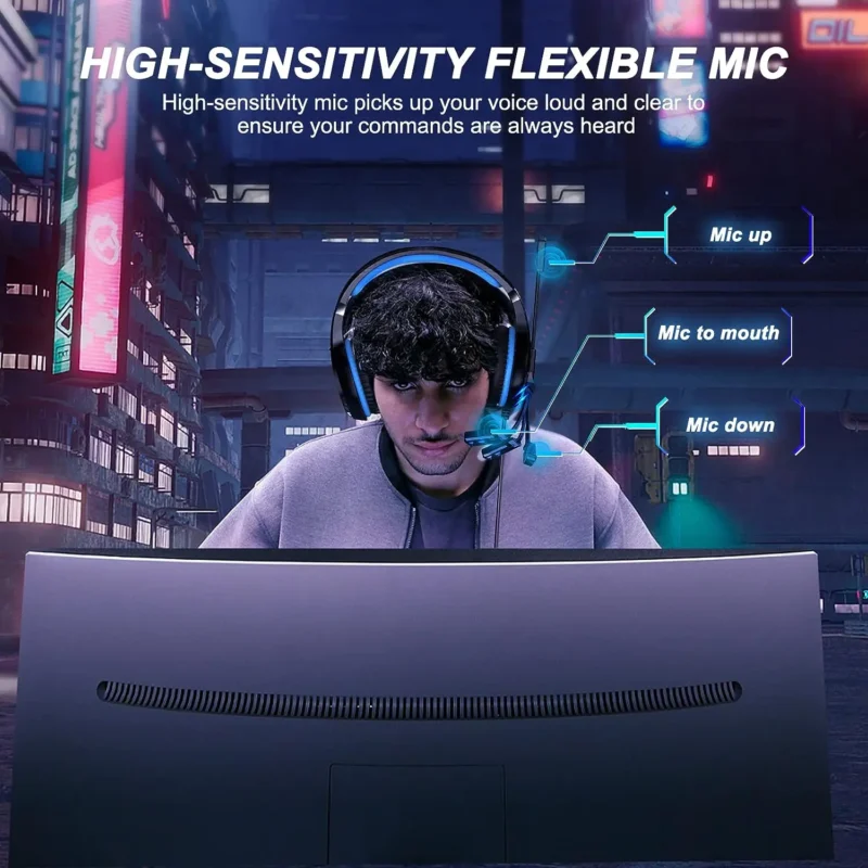 HS10 Stereo Gaming Headset Blue - 图片 2