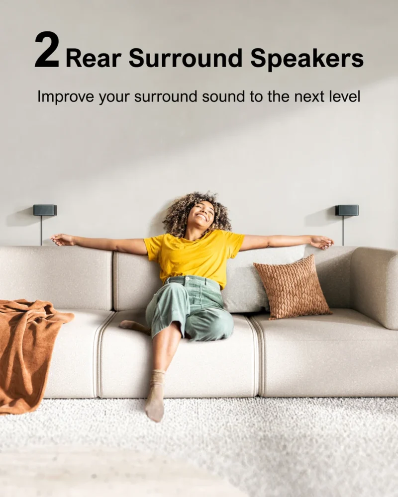 7.1 Surround Soundbar, 3D Virtual Surround Sound System with Subwoofer,2 Rear Speakers, Home Theater TV Speakers,Black - 图片 3