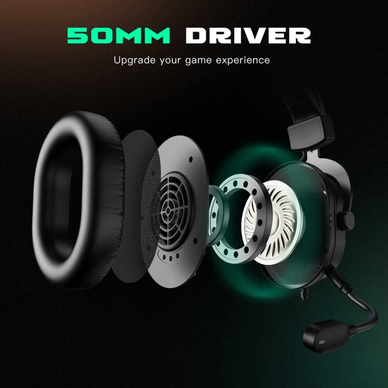 Dynamic RGB Gaming Headset with Mic Over-Ear Headphones 7.1 Surround Sound Game Movie Music - 图片 3