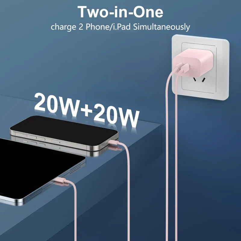 40W Dual Port USB C Fast Charger With 6.6ft Long USB C Charging Cable - 图片 6