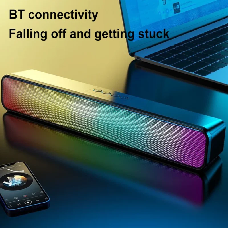RGB Wireless Speaker Bluetooth-Compatible 3D Stereo Sound Bar USB Powered Music Player with Subwoofer High Volume for PC Laptop - 图片 4