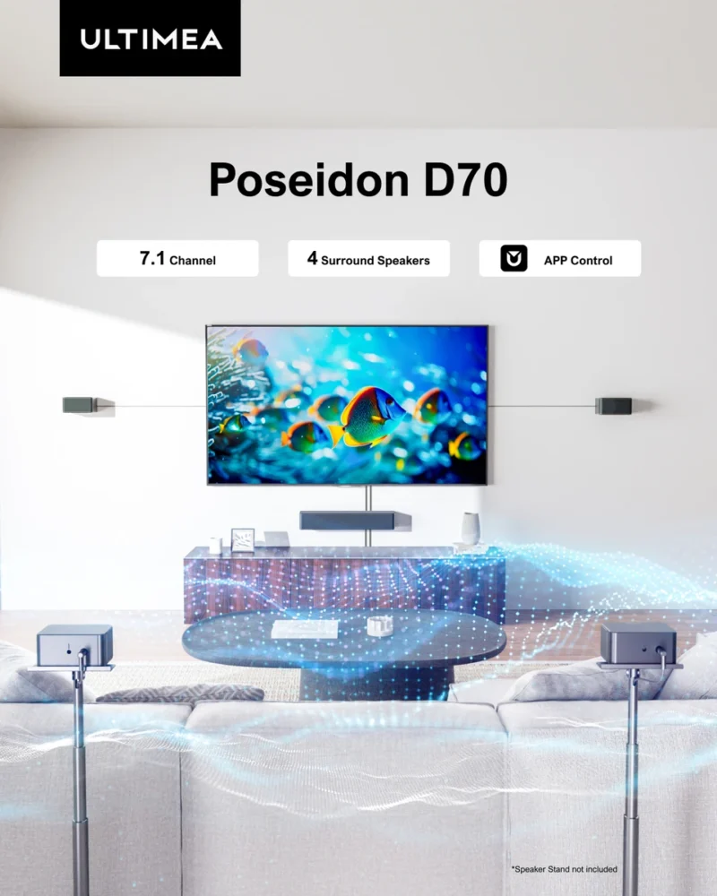 7.1 Surround Soundbar, 3D Virtual Surround Sound System with Subwoofer,2 Rear Speakers, Home Theater TV Speakers,Black - 图片 2