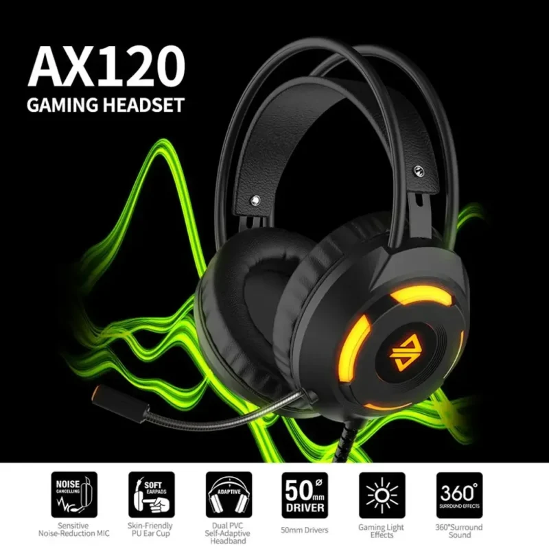 Gamer Gaming Headset Noise Cancelling Headphones with Mic 7.1 Surround Stereo Sound Earphones - 图片 2