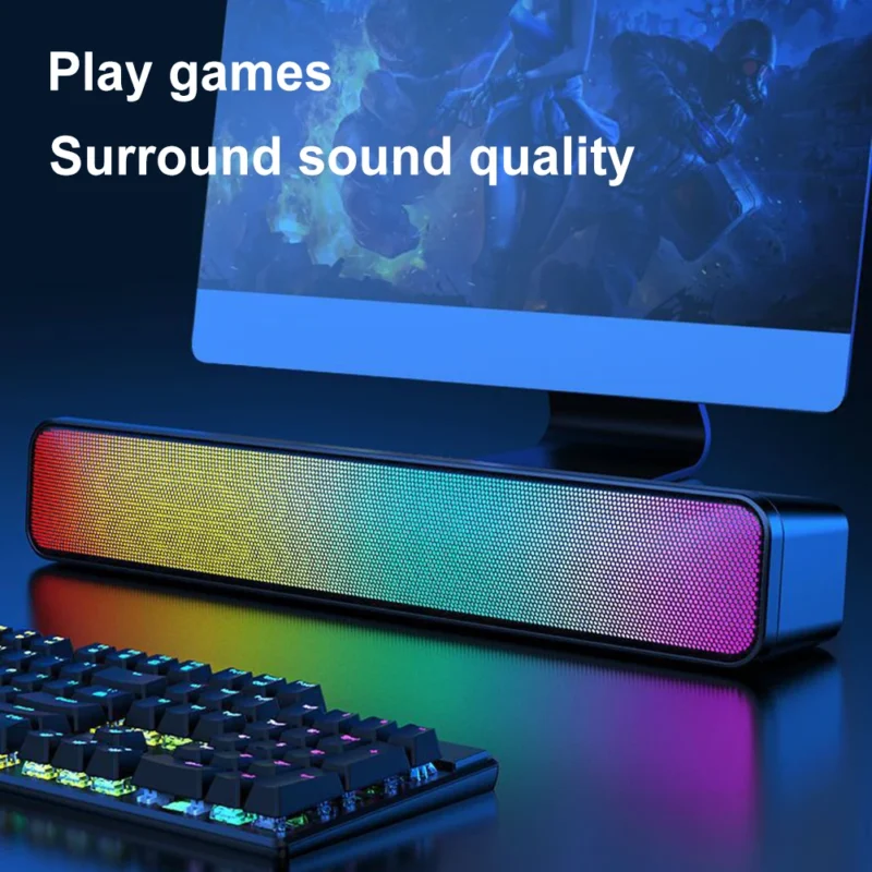 RGB Wireless Speaker Bluetooth-Compatible 3D Stereo Sound Bar USB Powered Music Player with Subwoofer High Volume for PC Laptop - 图片 3