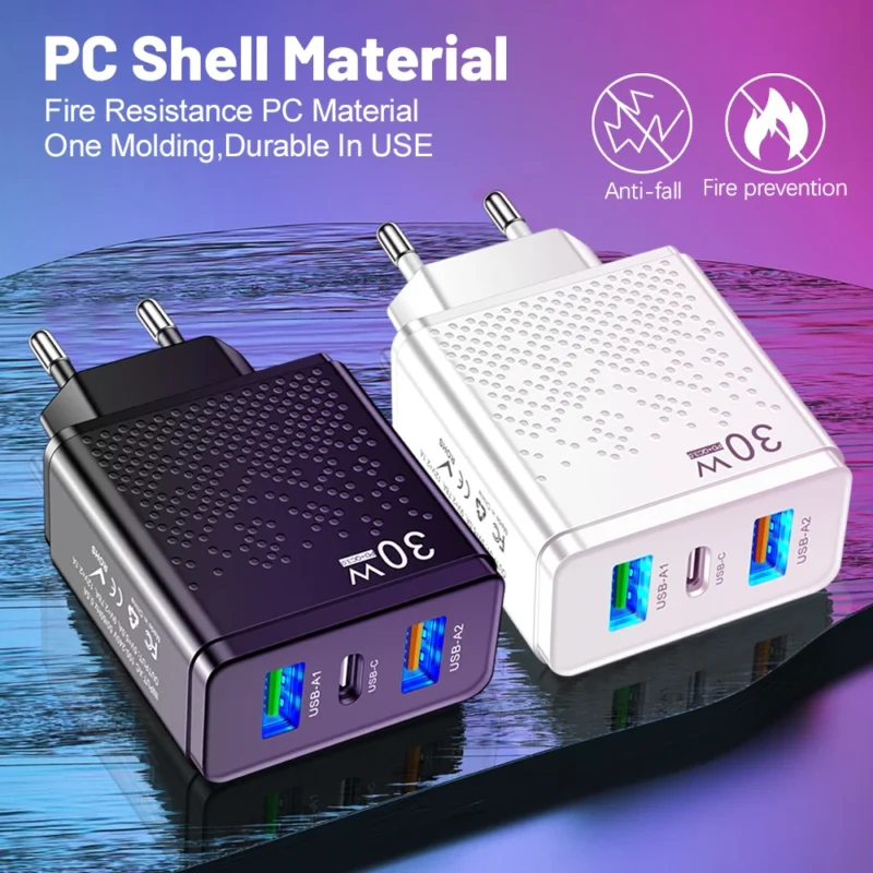3 Ports 30W USB C Charger PD 30W USB Type C Charger Mobile Phone Chargers Adapter Power Supply - 图片 5