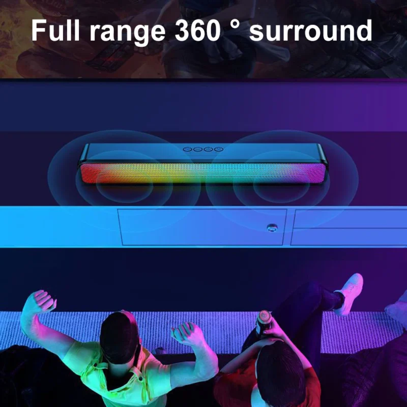 RGB Wireless Speaker Bluetooth-Compatible 3D Stereo Sound Bar USB Powered Music Player with Subwoofer High Volume for PC Laptop - 图片 5